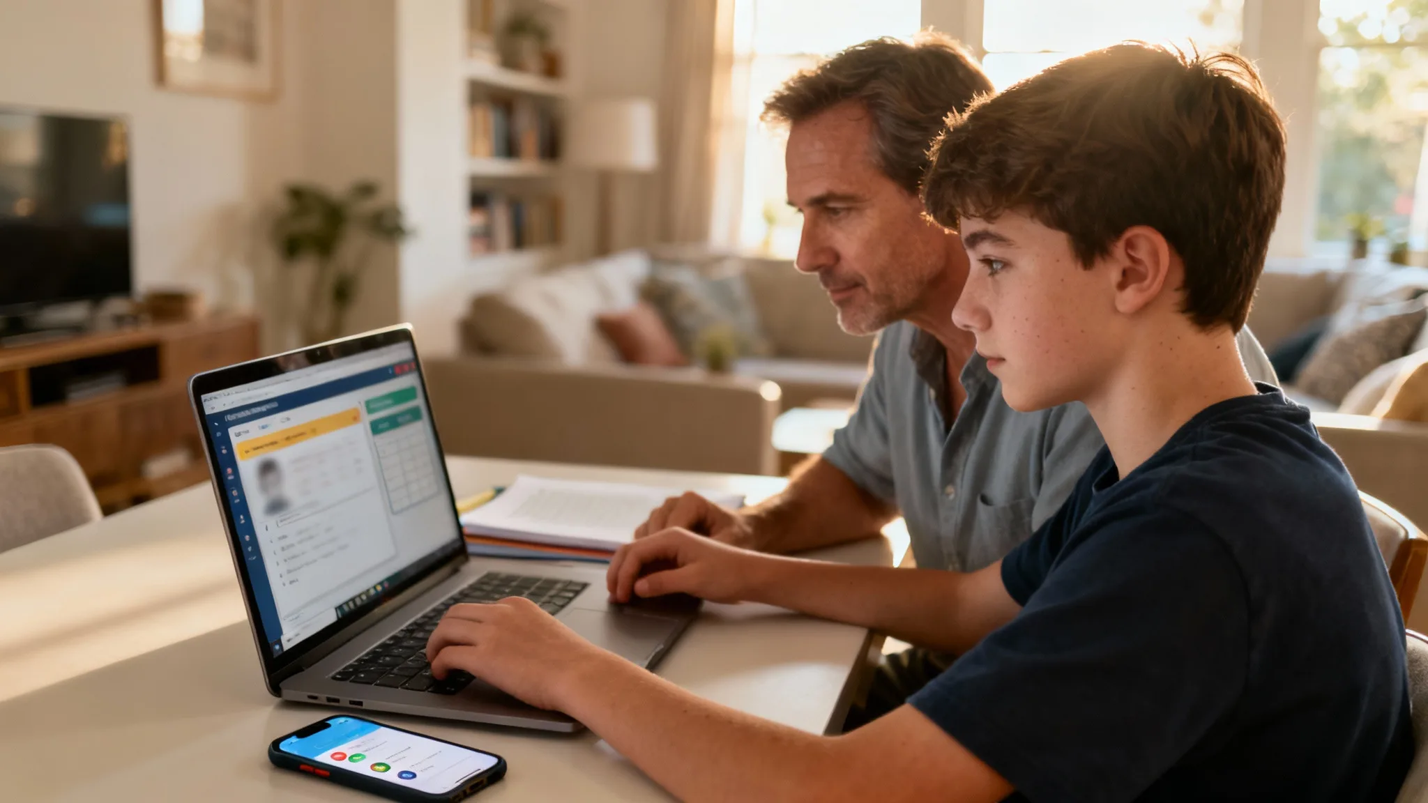 Parent et élève utilisant Aisne neo à la maison