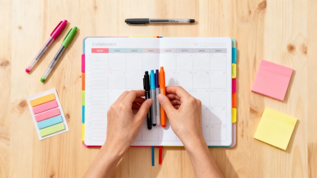 Planner organisé pour récapitulatif calendrier par région