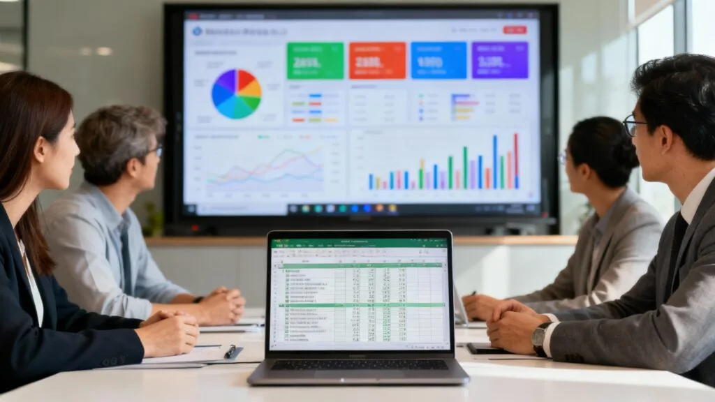 Contrôleur de gestion analysant tableaux de bord et budgets