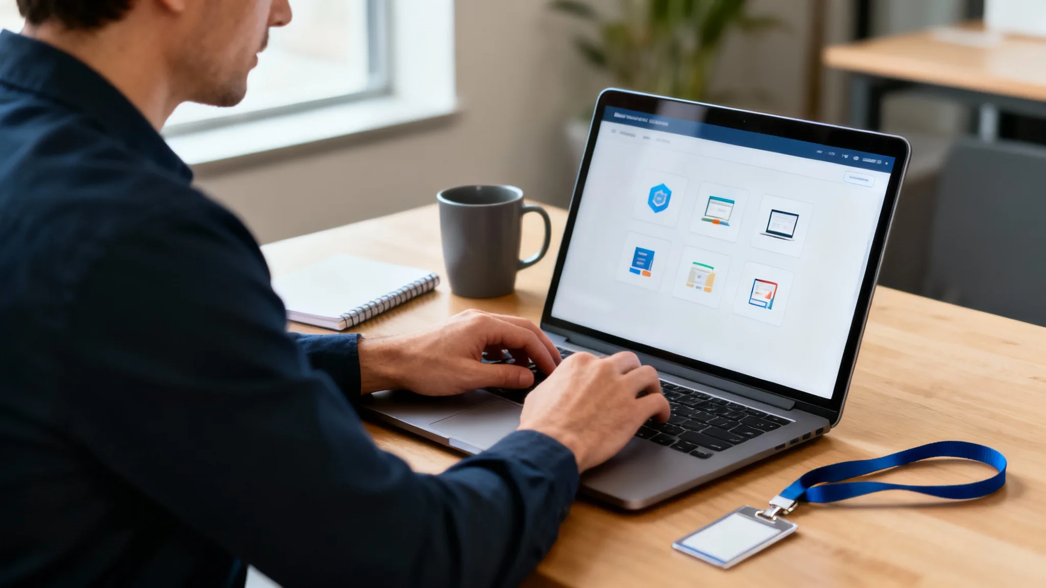 Employé se connectant au cse airbus depuis un ordinateur