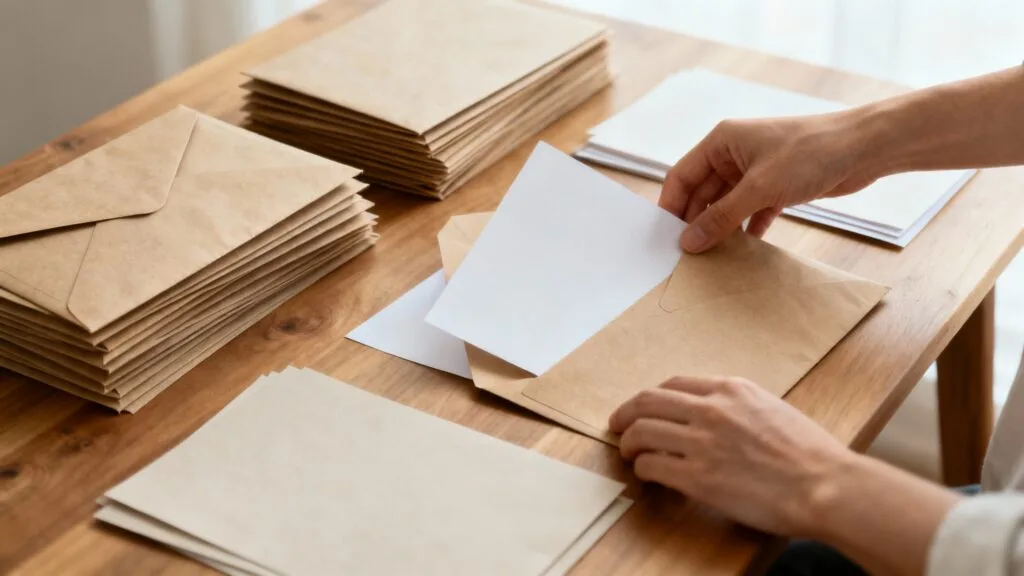 Insertion de documents dans des enveloppes kraft
