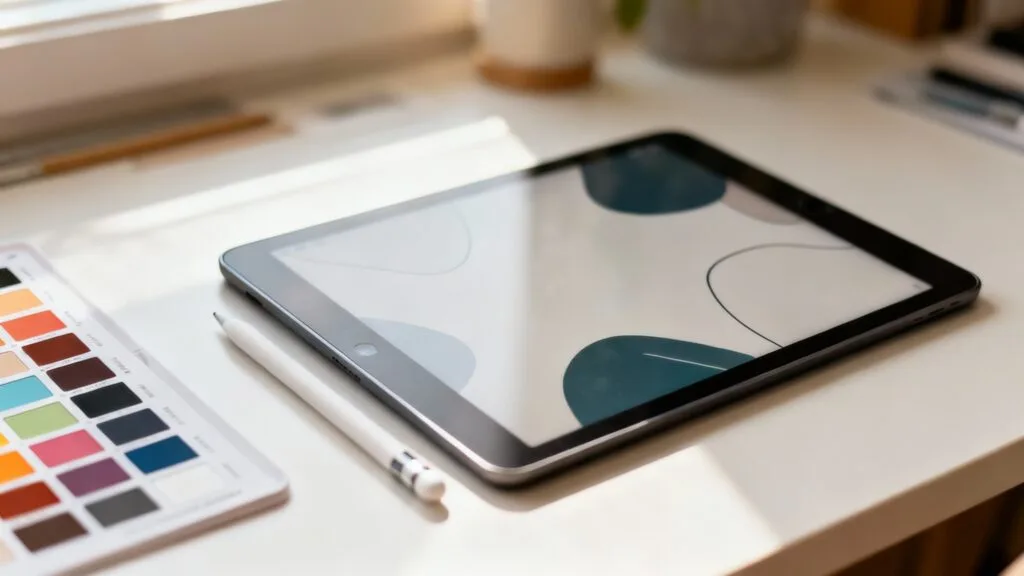 Graphiste freelance travaillant depuis son domicile