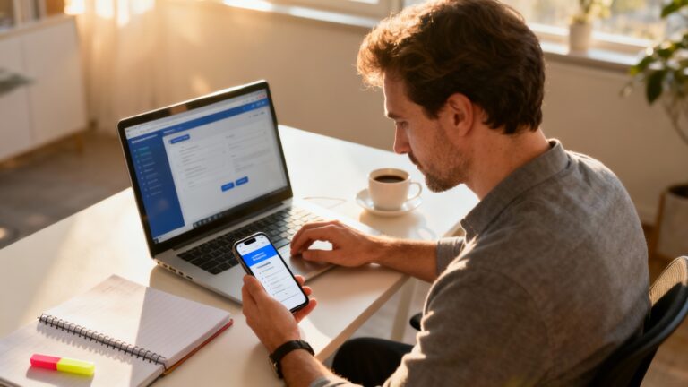 Adulte utilisant mon espace prepa sur laptop et mobile