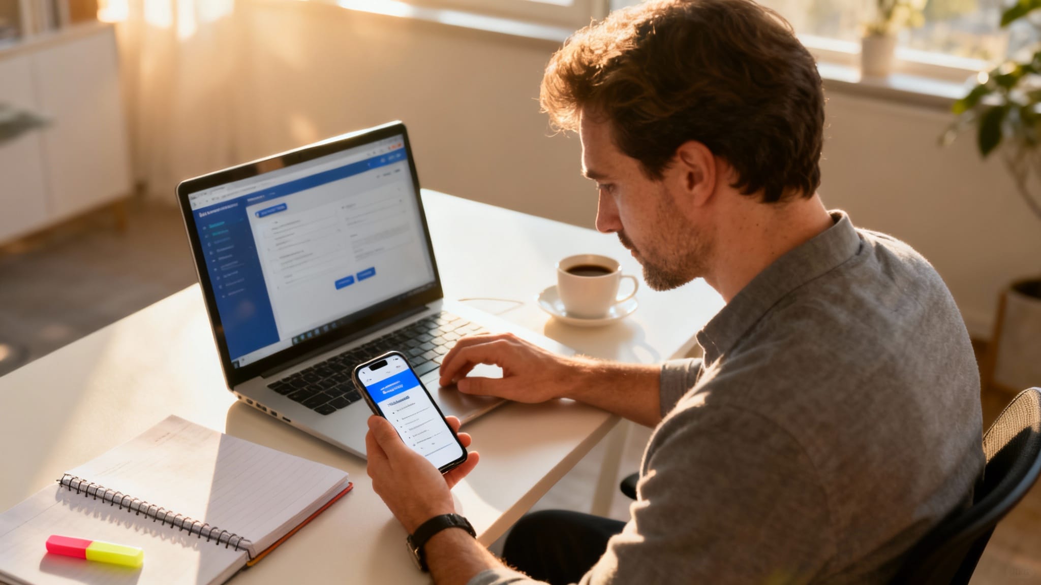 Adulte utilisant mon espace prepa sur laptop et mobile