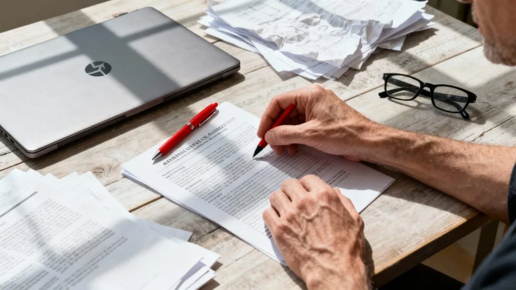 Relecteur à domicile corrigeant des documents