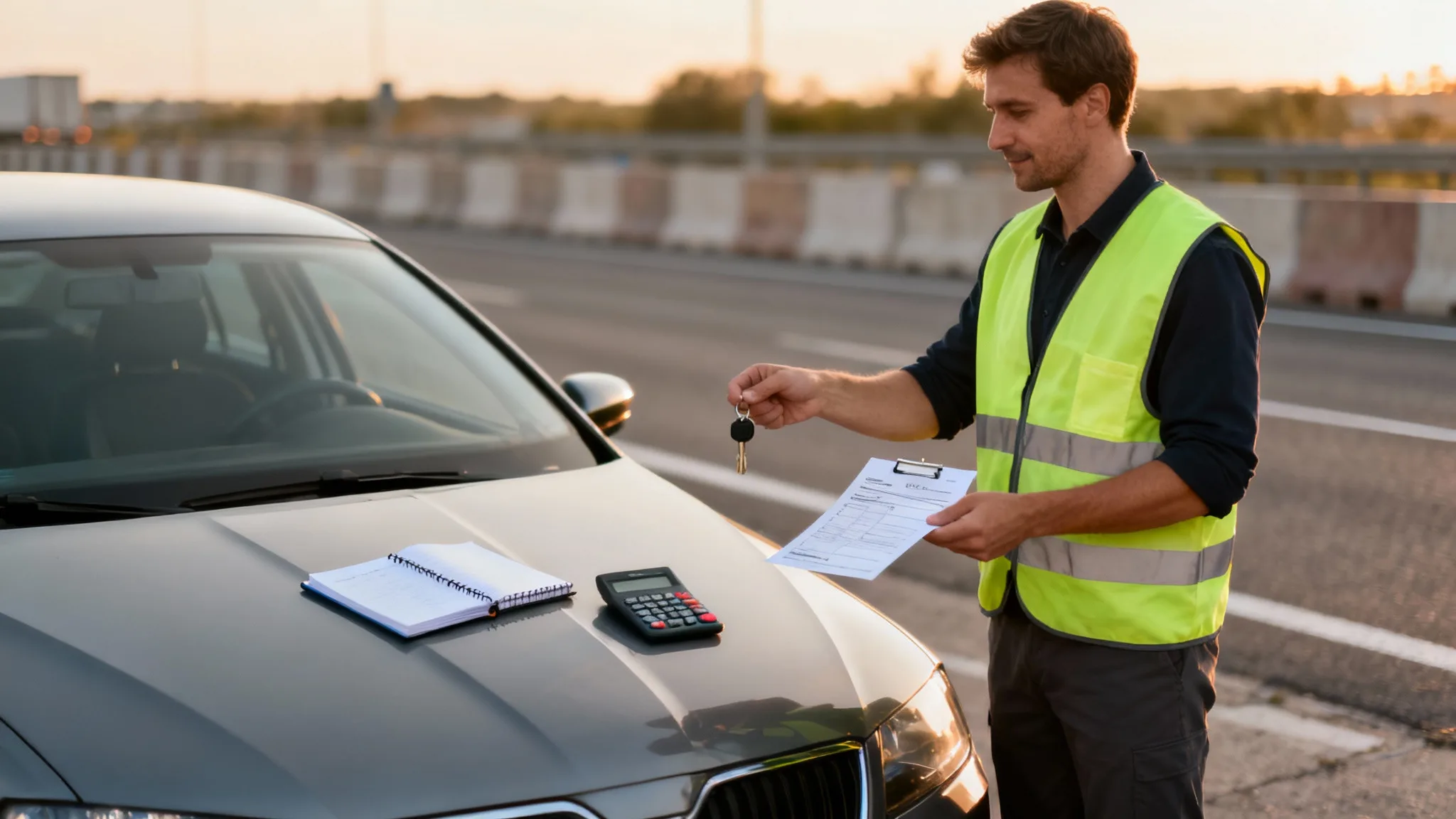Salaire convoyage voiture auto‑entrepreneur, clés et devis sur capot