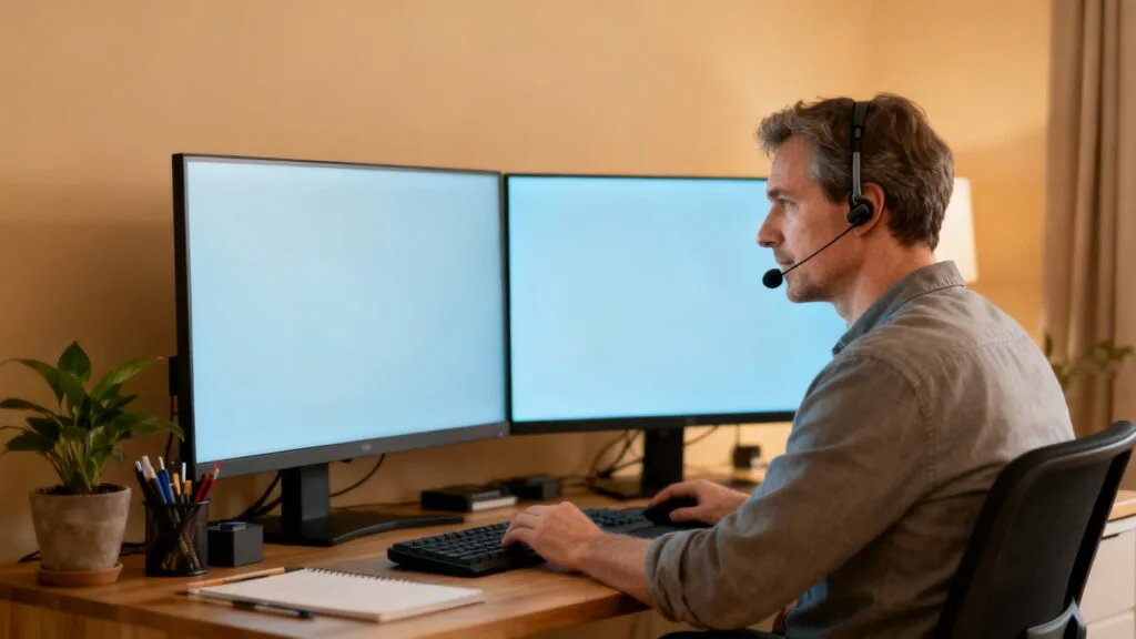 Agent service client en télétravail à domicile