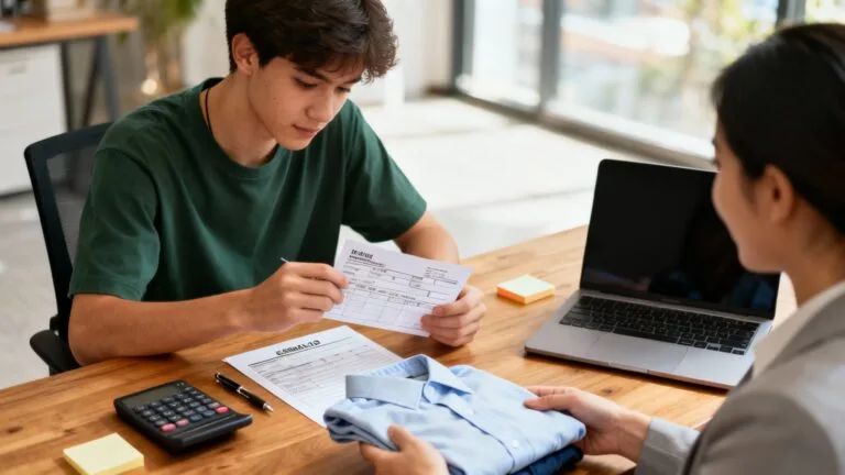 Alternant vérifiant son solde tout compte alternance au bureau