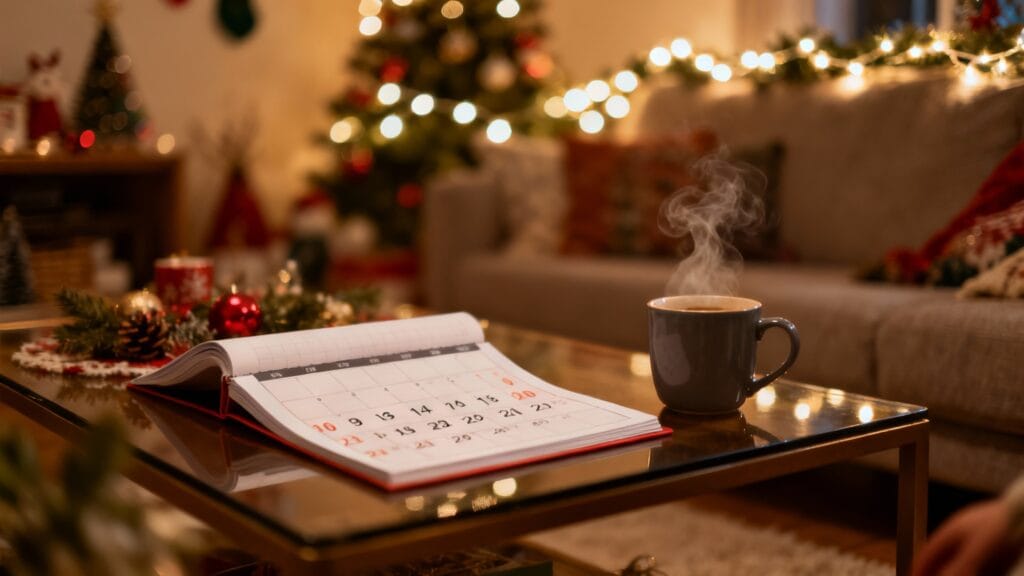 Calendrier ouvert pour planifier les vacances de Noël Espagne