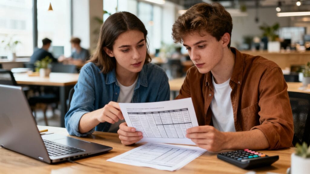 Jeunes en apprentissage vérifiant la grille salariale