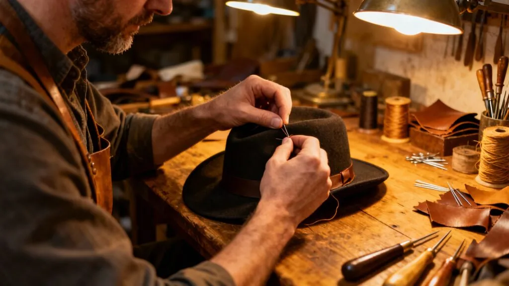 Artisan fabriquant un képi, métier rare en K