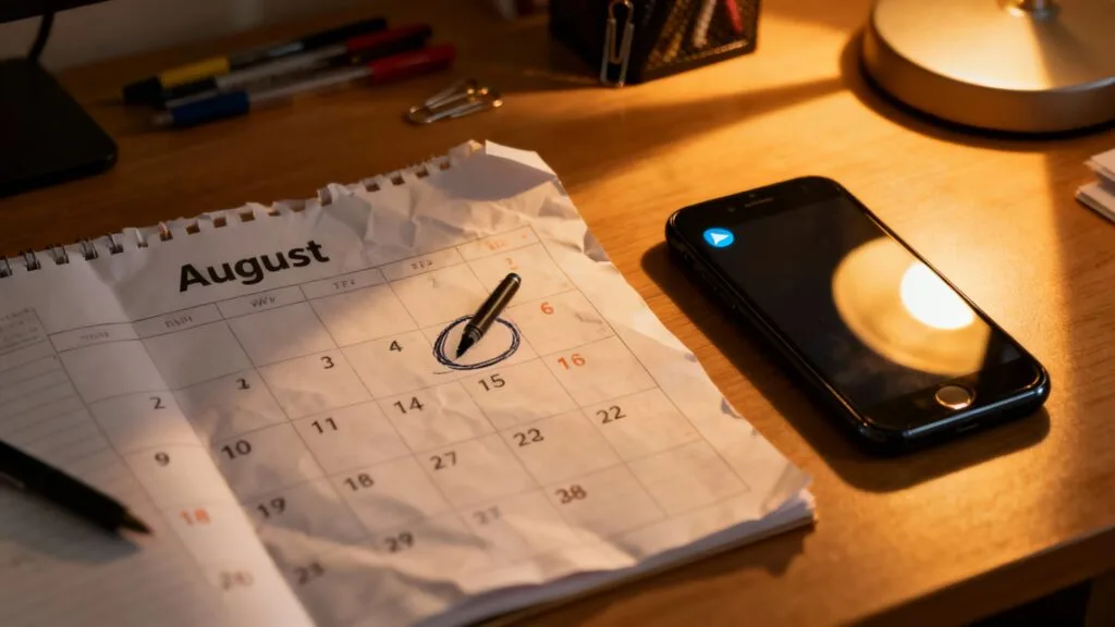 Calendrier fin août et notification de mise en ligne de l’emploi du temps