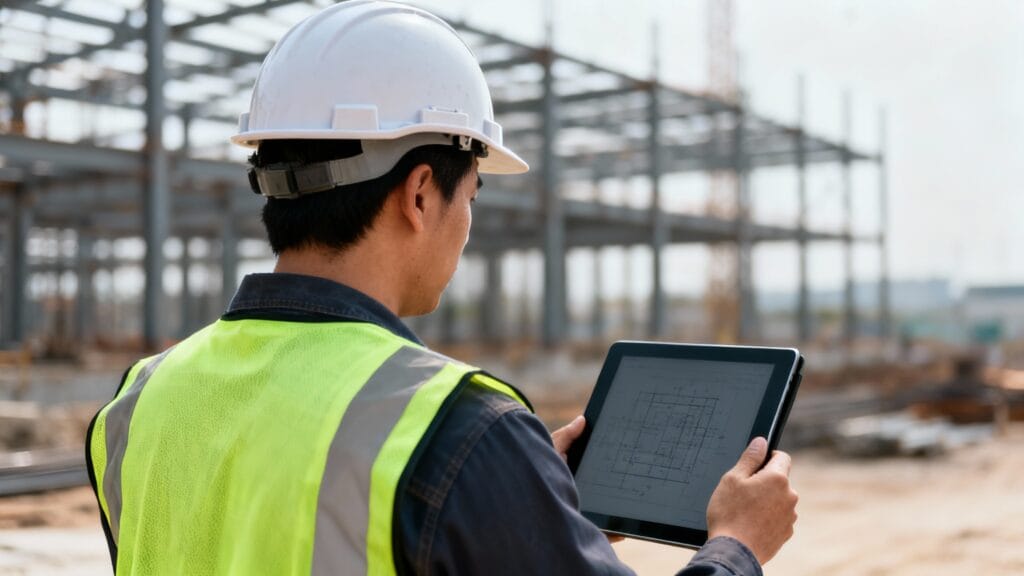 Contremaître BTP supervisant un chantier