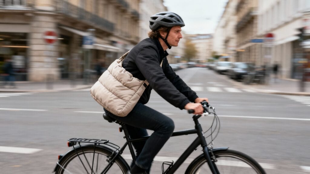 Coursier à vélo livre en ville, horaires flexibles