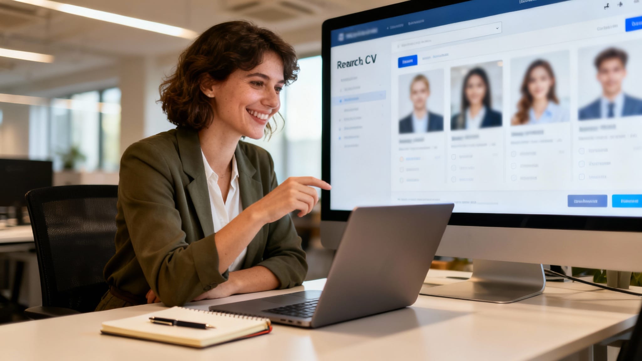 Recruteuse explorant une cvthèque gratuite avec filtres actifs