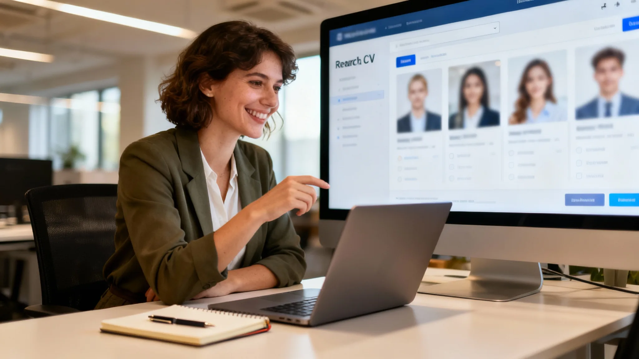 Recruteuse explorant une cvthèque gratuite avec filtres actifs