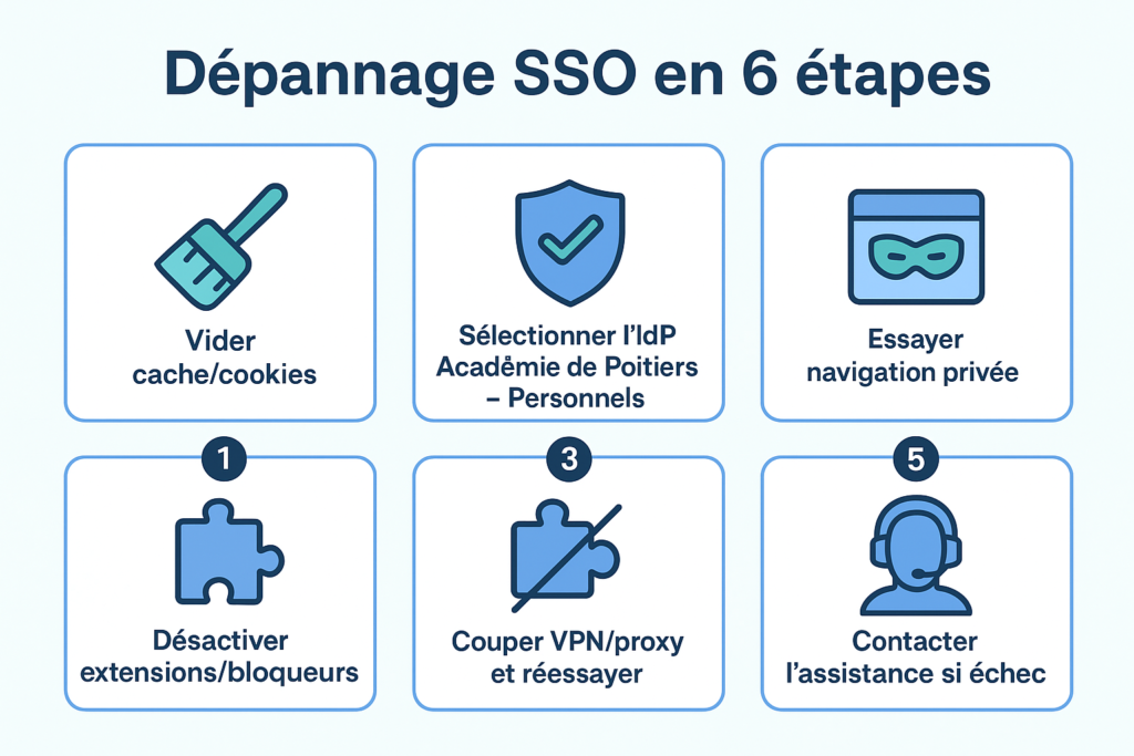 Checklist dépannage SSO pour messagerie ac Poitiers