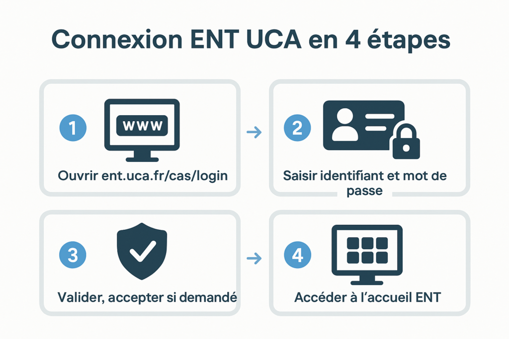Étapes de la connexion ent uca via le CAS