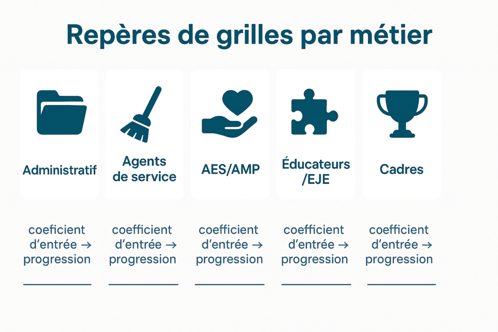 Repères de grilles par métier en convention 66