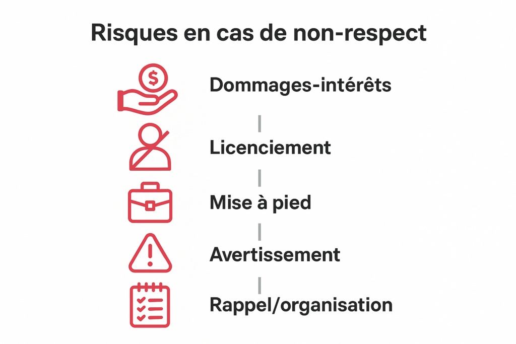 Infographie des sanctions : rappel, avertissement, mise à pied, licenciement