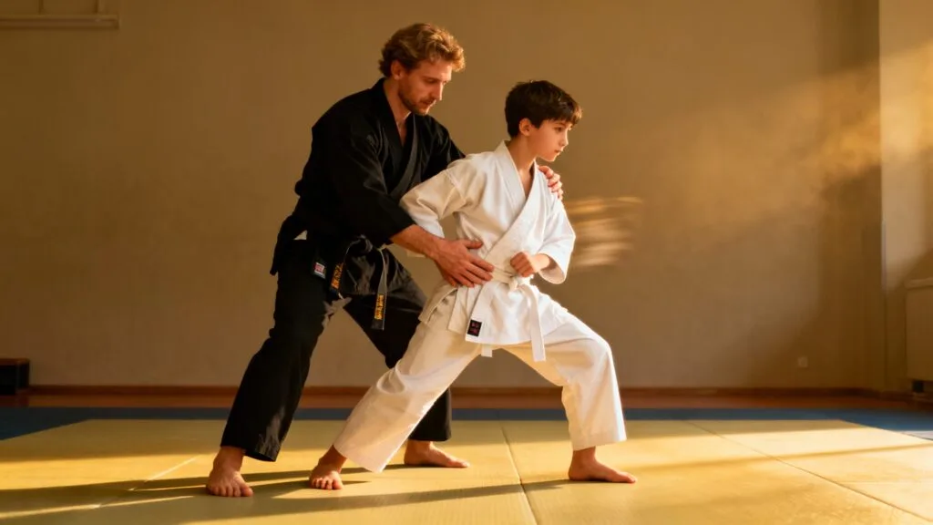 Enseignant karaté en cours, sport en K