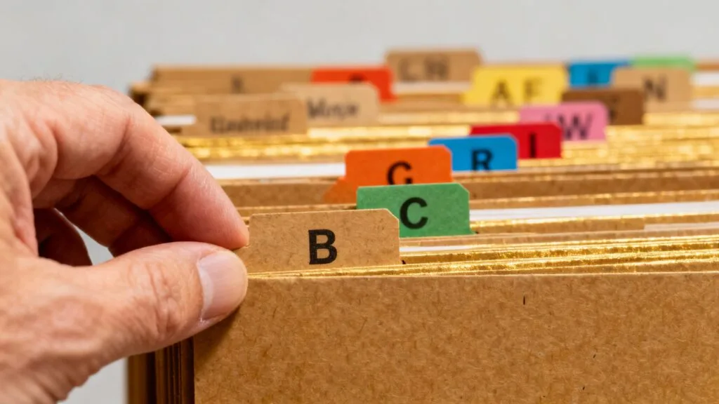 Organisation visuelle de la liste des métiers en H par préfixes