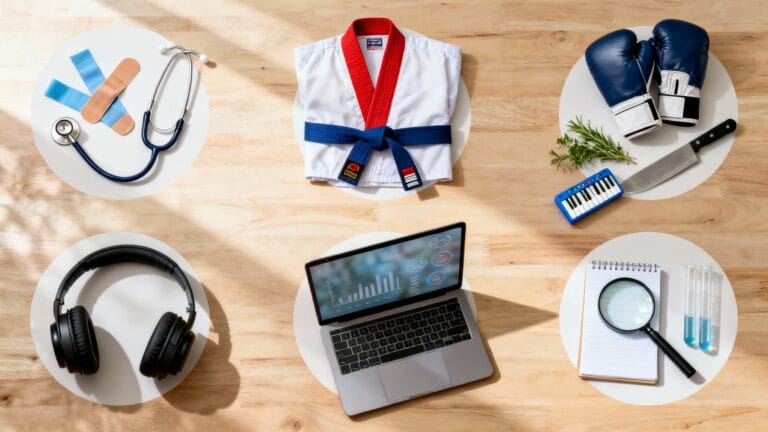 Illustration des métiers en K par grandes catégories