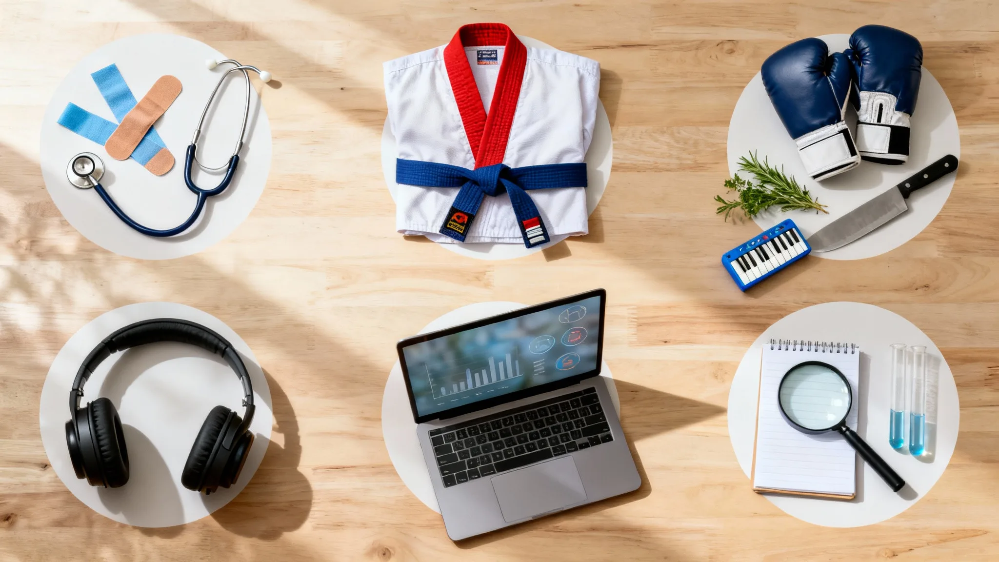 Illustration des métiers en K par grandes catégories