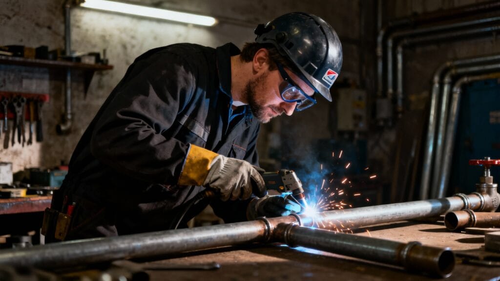 Tuyauteur industriel représentant les métiers en Tu