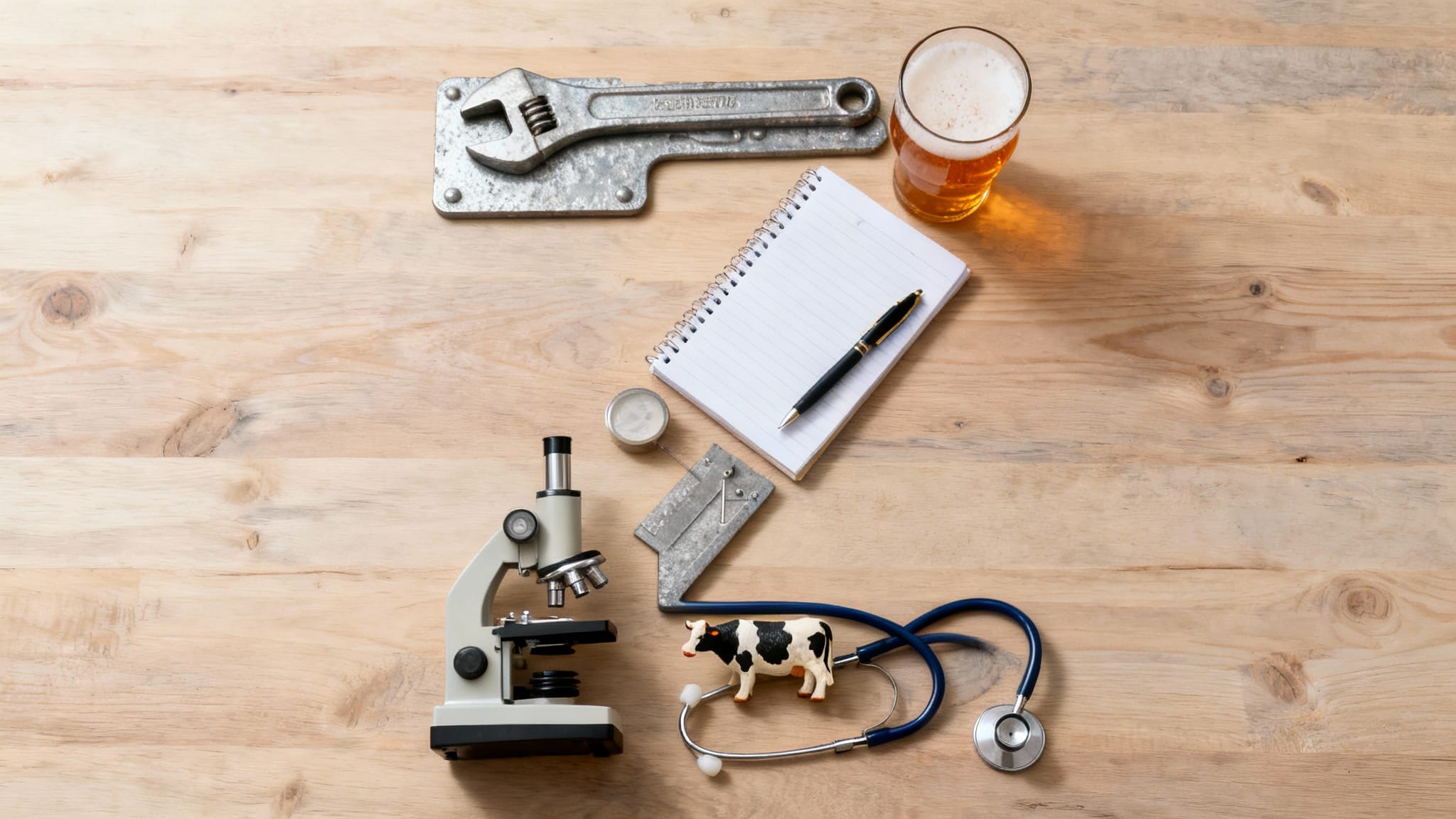 Illustration des métiers en Z avec outils et objets variés