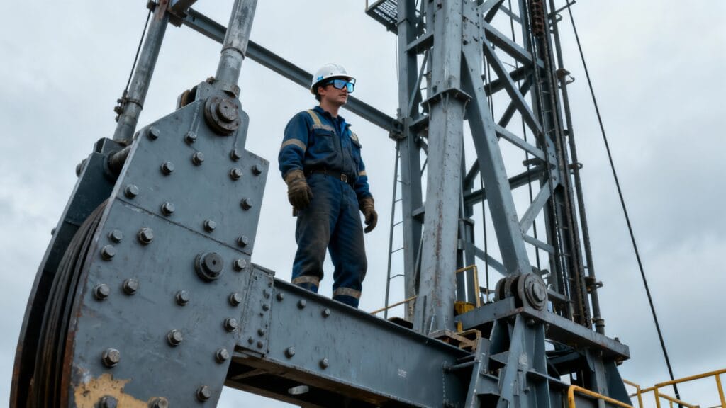 Opérateur de forage sur derrick, sécurité H2S