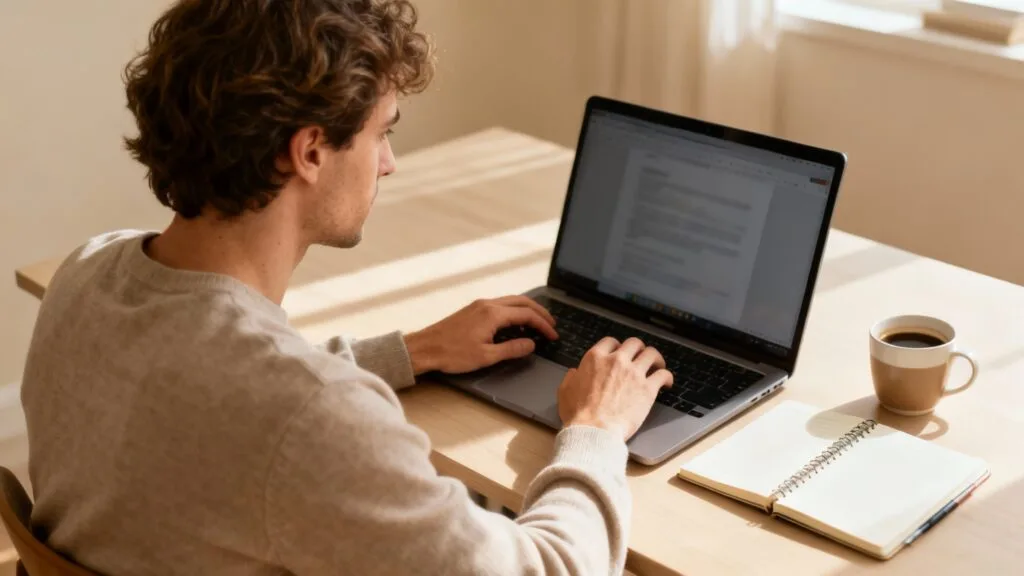 Rédacteur web au travail, métier en Re