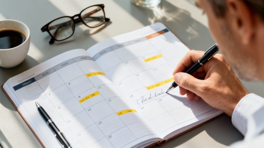 Agenda hebdomadaire illustrant la durée maximale de travail