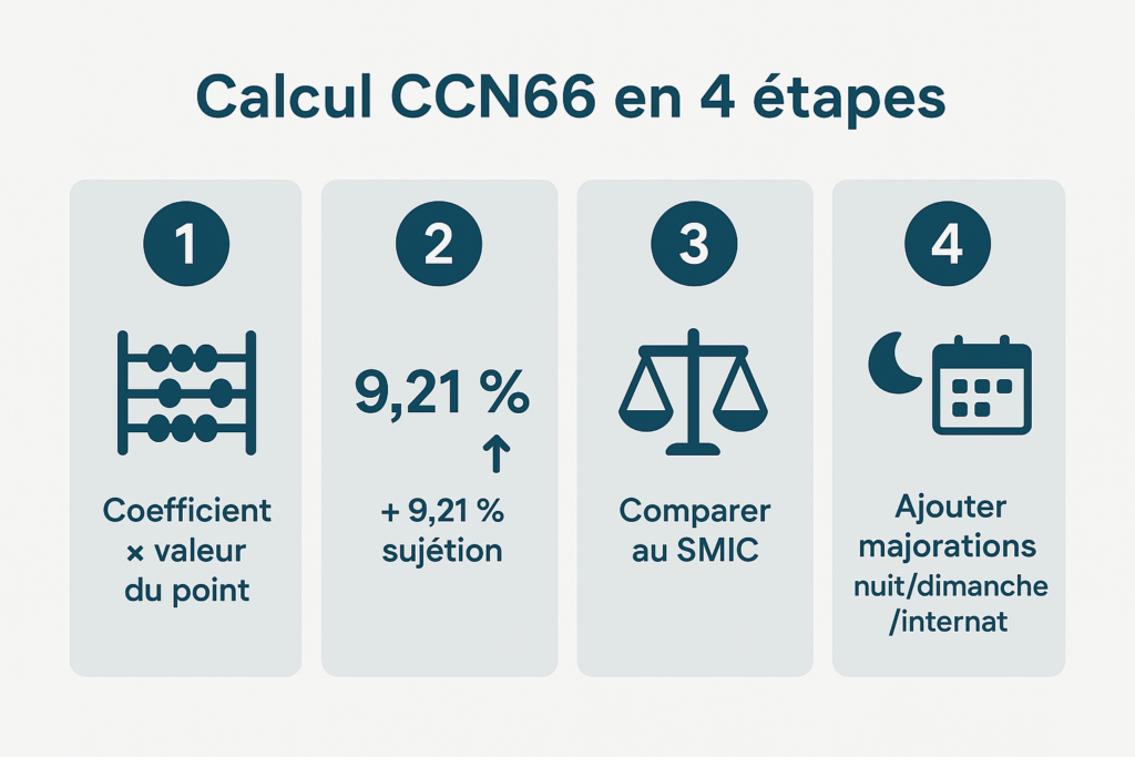 Schéma de calcul salaire CCN66 en 4 étapes