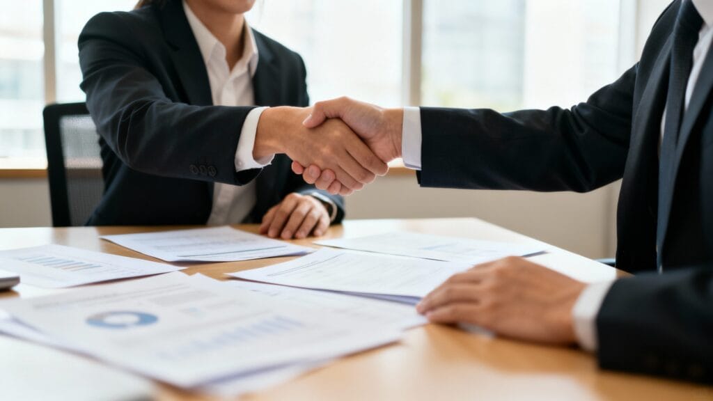 Vendeur B2B concluant un accord commercial