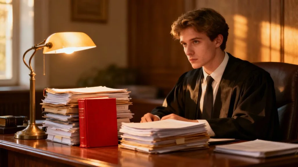 Avocat en cabinet travaillant sur un contentieux