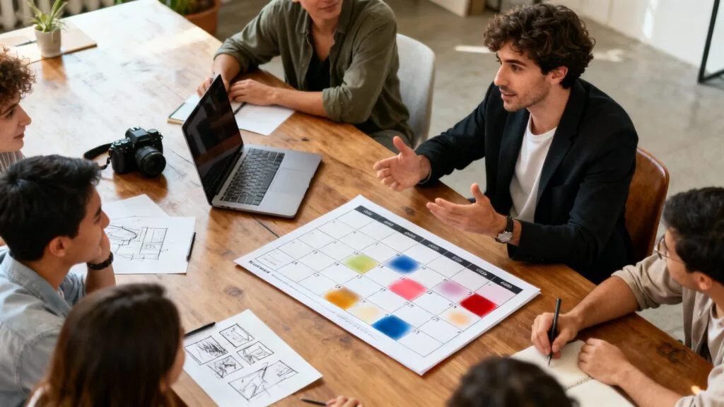 Réunion de content manager sur un calendrier éditorial