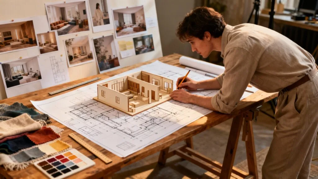 Conception de décors et maquettes pour film en préparation