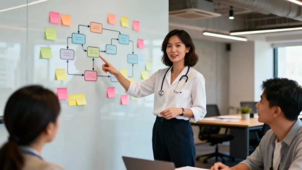 Consultante santé animant un atelier parcours patient