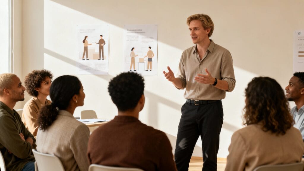 Atelier inclusion animé par un DEI Manager avec collaborateurs engagés