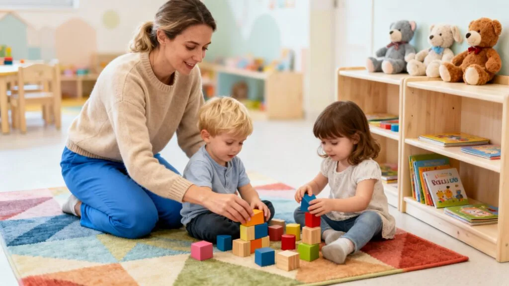 Éveil en petite enfance avec une éducatrice attentive