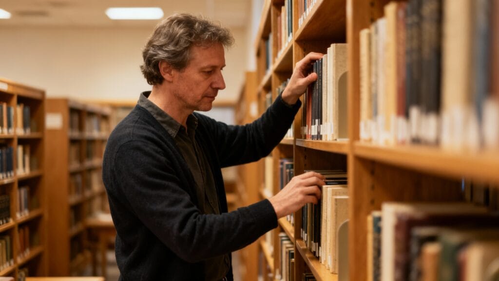 Employé de bibliothèque, travail calme et peu stressant