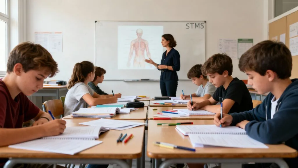 Enseignante STMS en cours santé-social au lycée