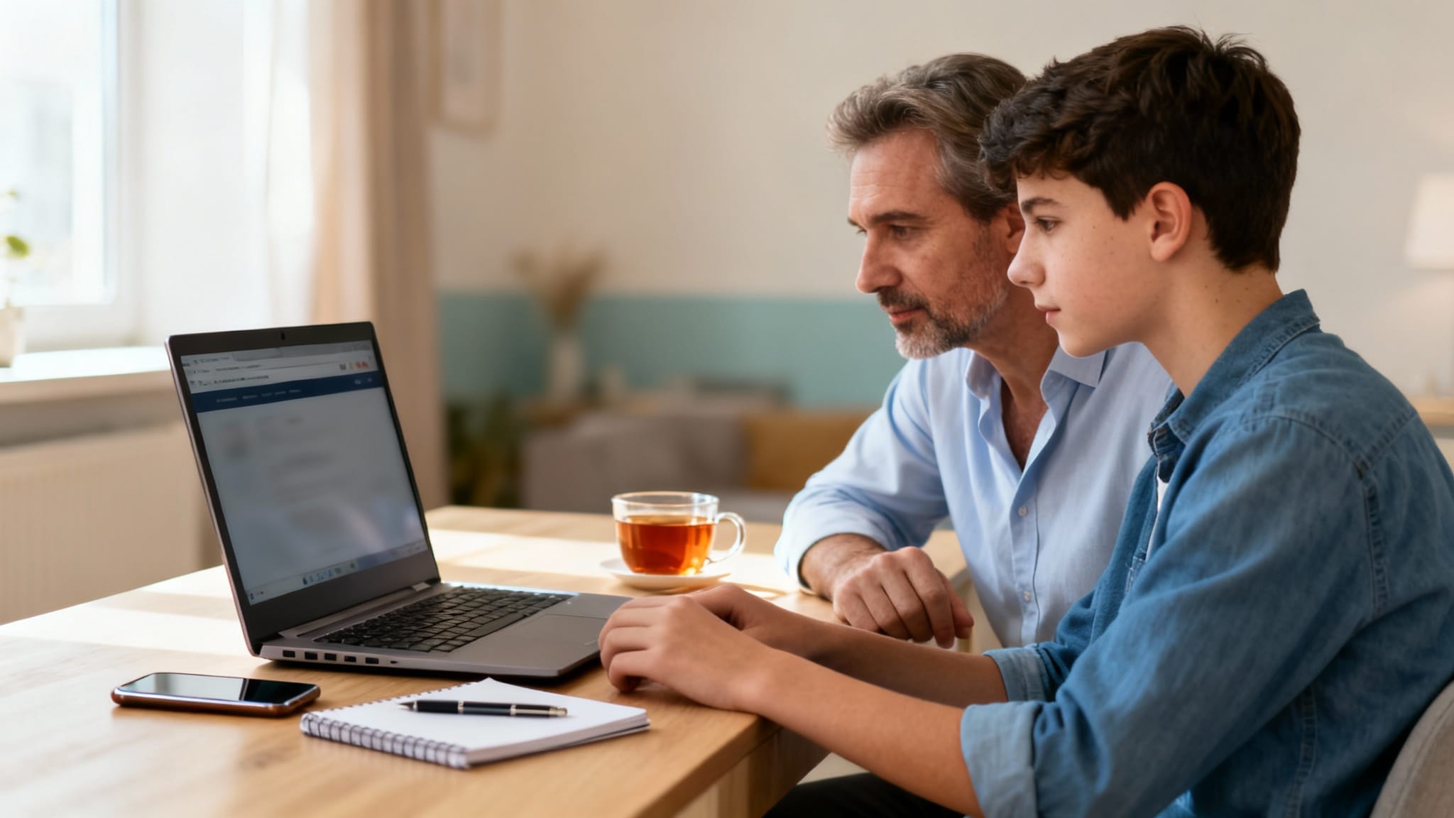 Famille se connectant à l’ent 78 sur ordinateur