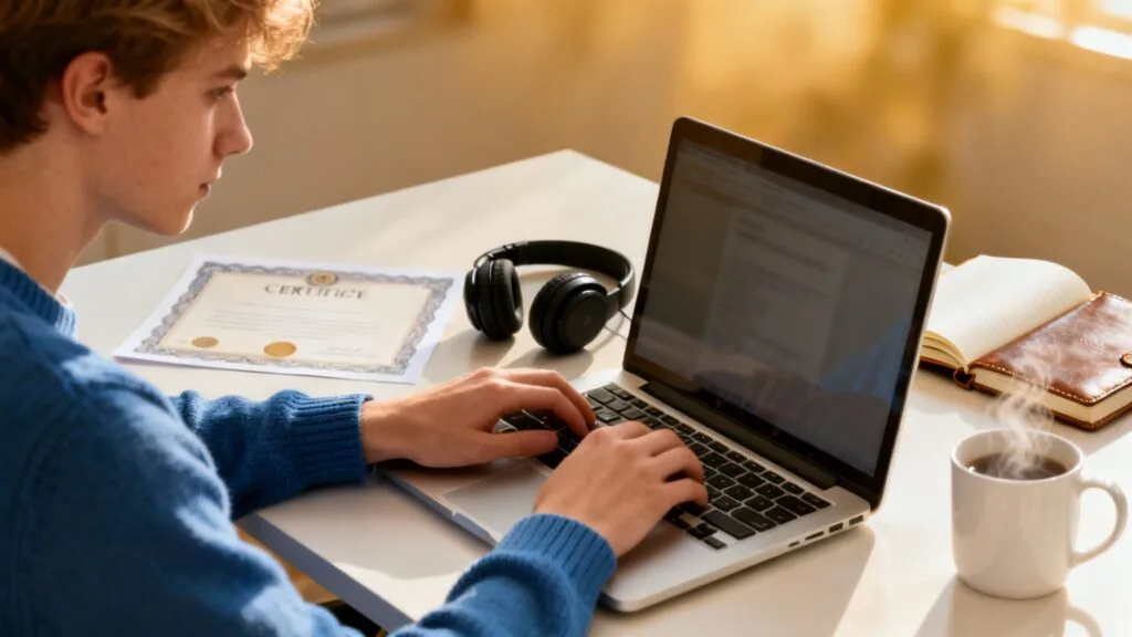 Étudiant préparant des certifications marketing