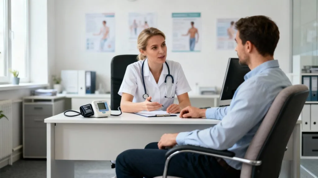 Infirmière santé au travail en entretien de prévention