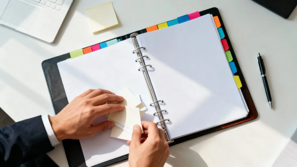 Classeur organisé pour lister les métiers en S par sous‑lettres