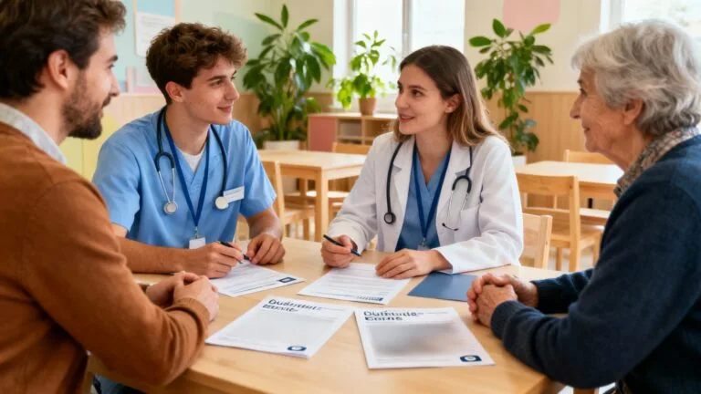 Professionnels et usagers illustrant un métier dans le social