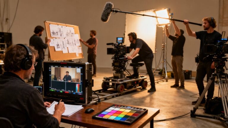 Panorama des métiers du cinéma sur un plateau actif