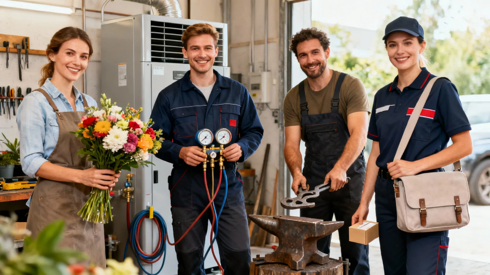 panorama de métiers en F variés en action
